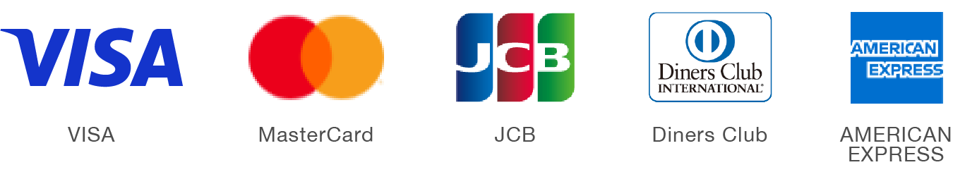VISA MasterCard JCB AMERICAN EXPRESS Diners Club